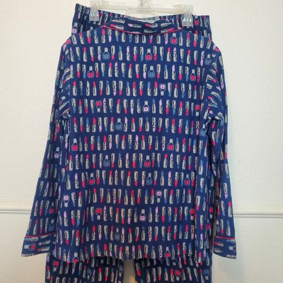 Joe Boxer Pajama Set Flannel Long Sleeves Print Lipstick All Over Womens Sz M - Picture 5 of 13